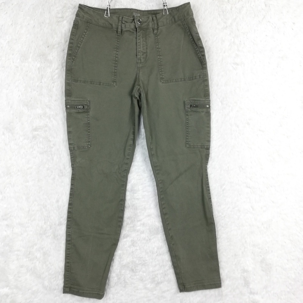 A.N.A Womens Jeans Skinny Ankle Denim Army Green Cargo Low Rise Stretch 27
